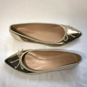 J. Crew Gemma metallic pointed toe ballet flat